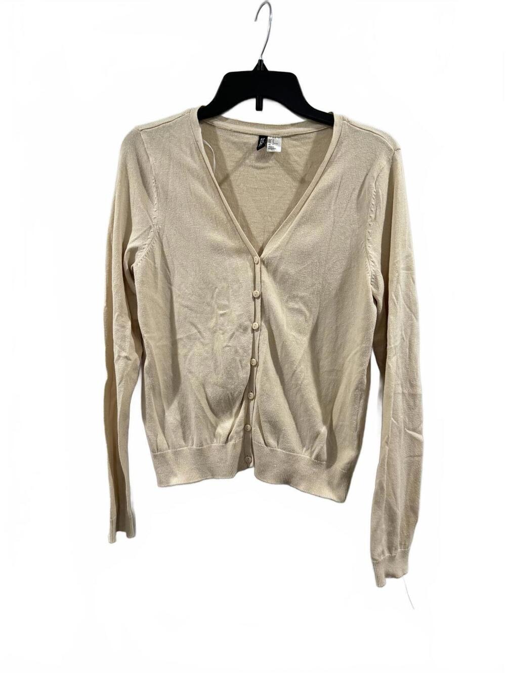 H&M Divided Cream Button Up Long Sleeve V-Neck Cardigan- Size Medium - Picture 1 of 7